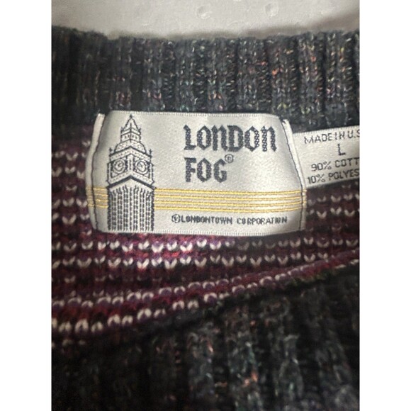 Vintage London Fog Knit Sweater Extra Large Dad Grandpa Holiday Sweater USA Lg - Picture 6 of 8